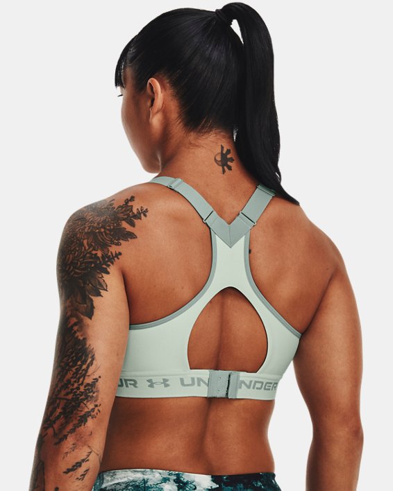 Women's Armour® High Crossback Sports Bra in Green image number 1